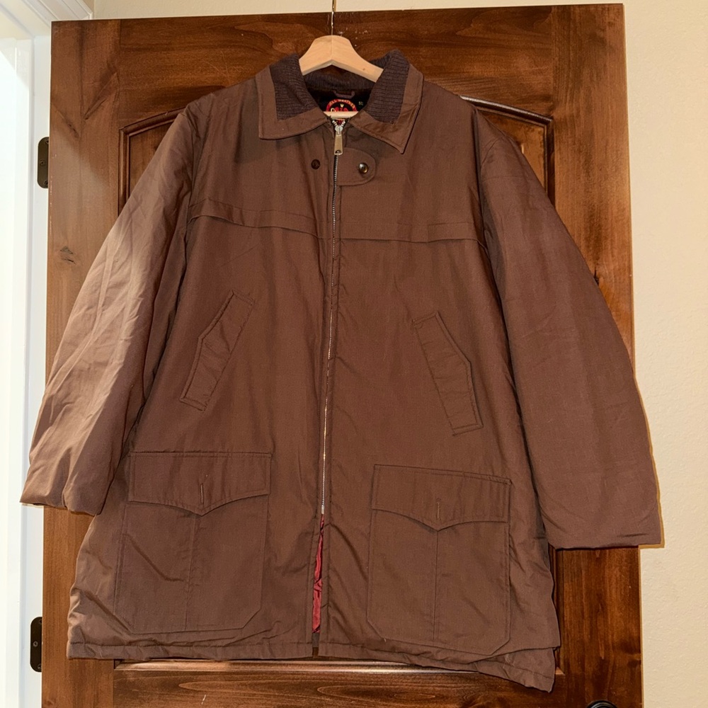 Vintage 1970s Campus All Weather Jacket – Faux Fur Lined – Size 50 (XL/XXL) 🤎🍂